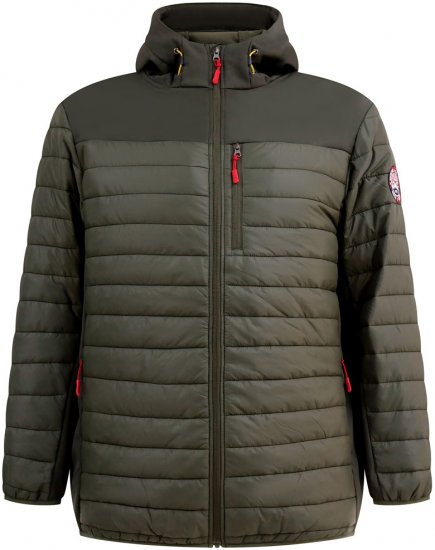 D555 Northfield Hybrid softshelljas met capuchon khaki - Jassen - Grote Maten Herenjassen