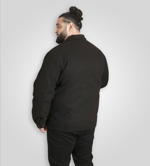 D555 Epsom Harrington Jacket with Zip Through Collared Melton Black - Jassen - Grote Maten Herenjassen