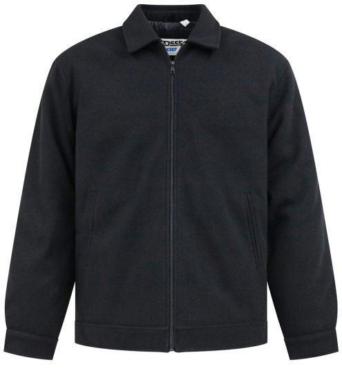 D555 Epsom Harrington Jacket with Zip Through Collared Melton Black - Jassen - Grote Maten Herenjassen