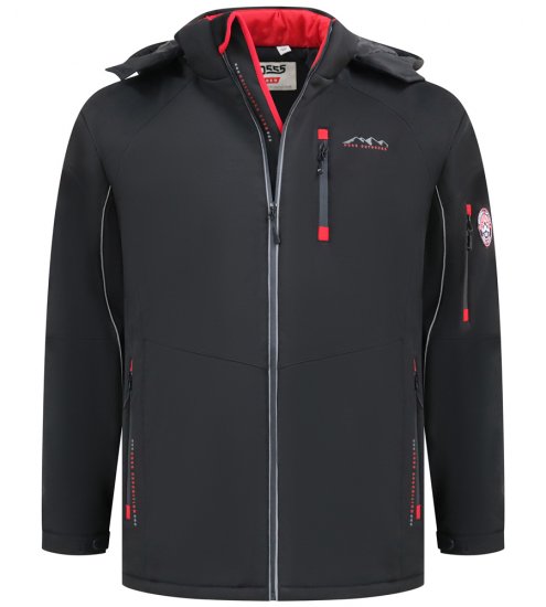 D555 Fretwell Padded Softshell Jacket with Detachable Hood Black - Jassen - Grote Maten Herenjassen