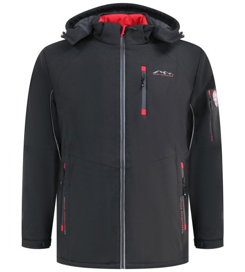 D555 Fretwell Padded Softshell Jacket with Detachable Hood Black - Jassen - Grote Maten Herenjassen