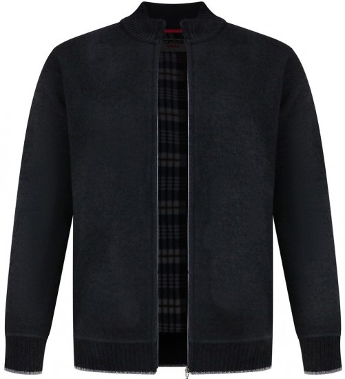 D555 Enrique Gebreid Chenillevest Met Rits Zwart - Sweaters & hoodies - Sweaters & Hoodies Grote Maten Heren