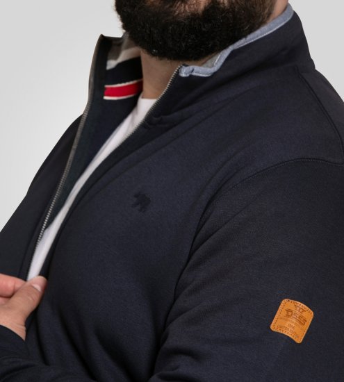 D555 Johnson Zip Through Fleece Sweatshirt with Chest Embroidery Navy - Sweaters & hoodies - Sweaters & Hoodies Grote Maten Heren