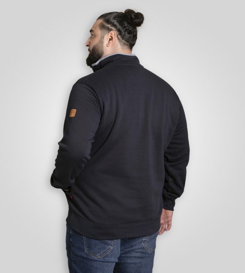 D555 Russel Zip Through Fleece Sweatshirt with Chest Embroidery Navy - Sweaters & hoodies - Sweaters & Hoodies Grote Maten Heren