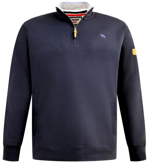 D555 Russel Zip Through Fleece Sweatshirt with Chest Embroidery Navy - Sweaters & hoodies - Sweaters & Hoodies Grote Maten Heren
