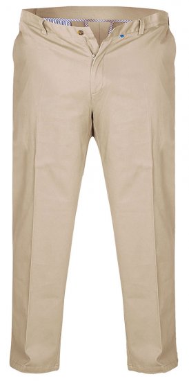 D555 Bruno Stretch Chino pants with Extenda Waist Beige - Jeans & Broeken - Jeans & Broeken Grote Maten Heren