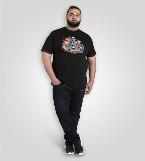 D555 Dewsbury Skeleton On Bike Crew Neck T-Shirt Black TALL SIZE - HERENKLEDING MT-6XLT - Tall Kleding Heren