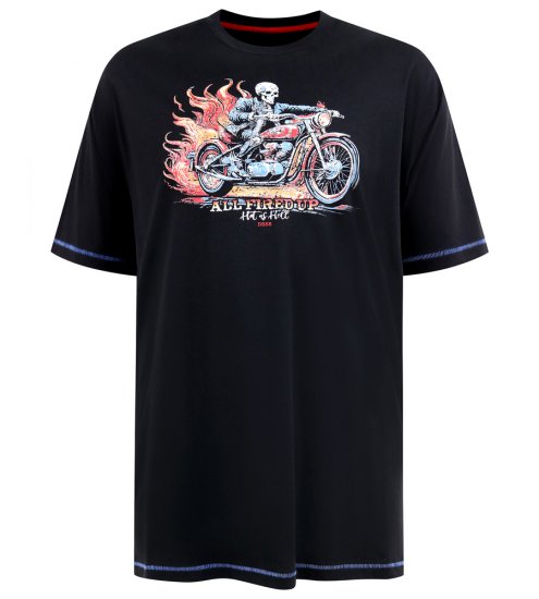 D555 Dewsbury Skeleton On Bike Crew Neck T-Shirt Black TALL SIZE - HERENKLEDING MT-6XLT - Tall Kleding Heren
