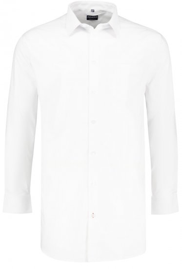 Adamo John Comfort Fit Long Sleeve shirt White - Overhemden - Overhemden Grote Maten Heren