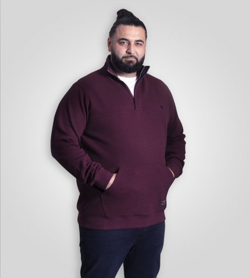 D555 Lancaster Gewatteerde Sweater Bordeauxrood - Sweaters & hoodies - Sweaters & Hoodies Grote Maten Heren