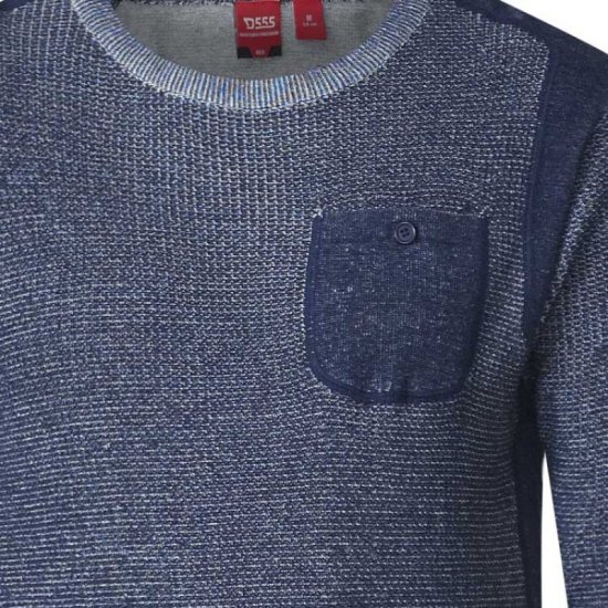 D555 Bryson Crewneck Sweater with Pocket Navy - Sweaters & hoodies - Sweaters & Hoodies Grote Maten Heren