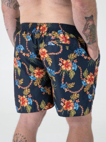 D555 Dawson AO Zwemshorts met Hawaiiprint Marineblauw - Ondergoed & zwem - Grote Maten Ondergoed Heren