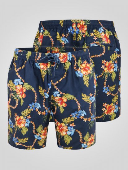 D555 Dawson AO Zwemshorts met Hawaiiprint Marineblauw - Ondergoed & zwem - Grote Maten Ondergoed Heren