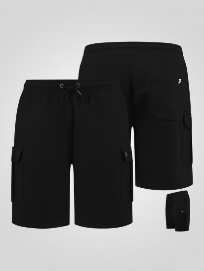 D555 Robinson 1 Fleece Cargo Shorts met Elastische Taille Zwart - Joggingbroeken & shorts - Joggingbroeken & Shorts Heren Grote Maten