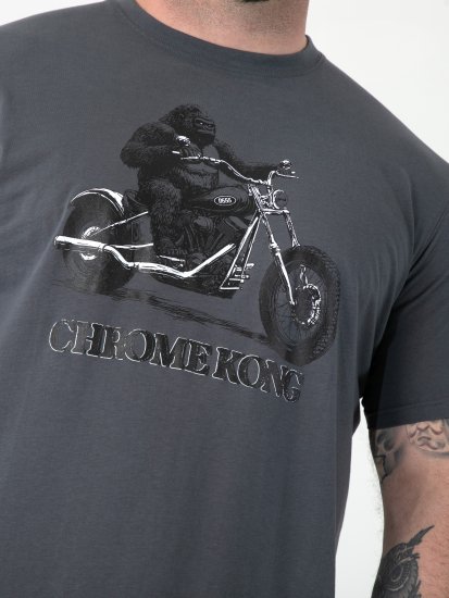 D555 Craig Gorilla Biker T-shirt met Print Donkergrijs - T-shirts - Grote Maten T-shirts Heren