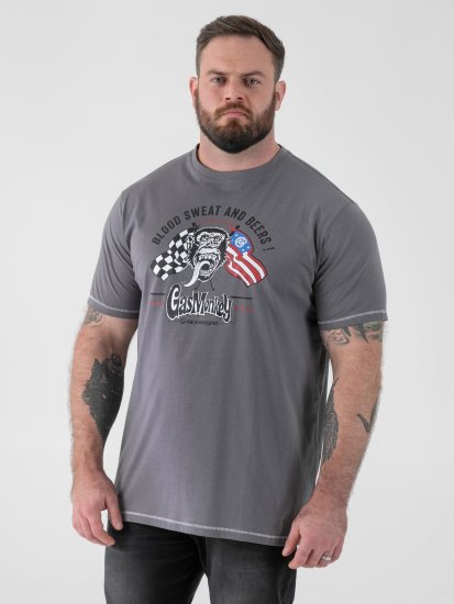 D555 Jasper Official Gas Monkey T-shirt met Print Grijs - T-shirts - Grote Maten T-shirts Heren