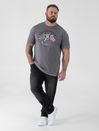 D555 Jasper Official Gas Monkey T-shirt met Print Grijs - T-shirts - Grote Maten T-shirts Heren