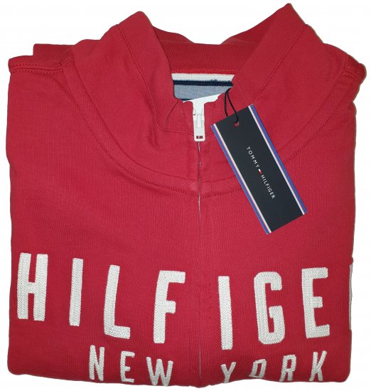 Tommy Hilfiger Kent Zip Thru Sweatshirt Red - Motleys gekke apriluitverkoop - 