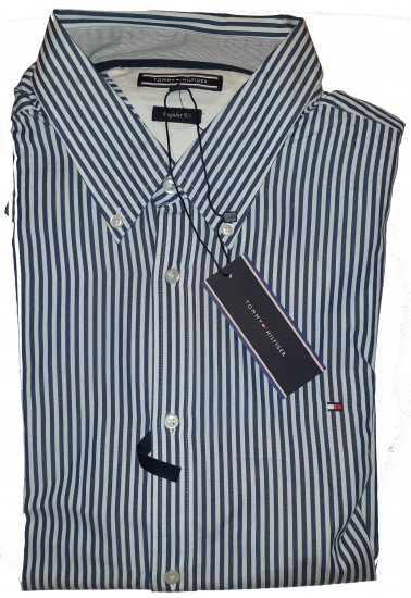 Tommy Hilfiger North Stripe Long Sleeve Shirt Blue/White - Motleys gekke apriluitverkoop - 