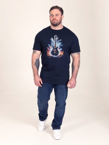 D555 Slater Bedrukt T-shirt Navyblauw - T-shirts - Grote Maten T-shirts Heren