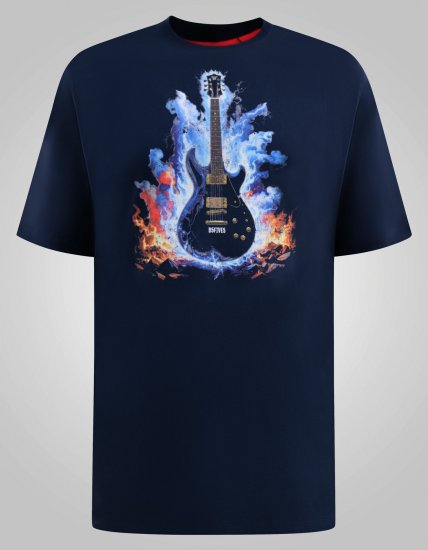 D555 Slater Bedrukt T-shirt Navyblauw - T-shirts - Grote Maten T-shirts Heren