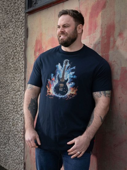 D555 Slater Bedrukt T-shirt Navyblauw - T-shirts - Grote Maten T-shirts Heren