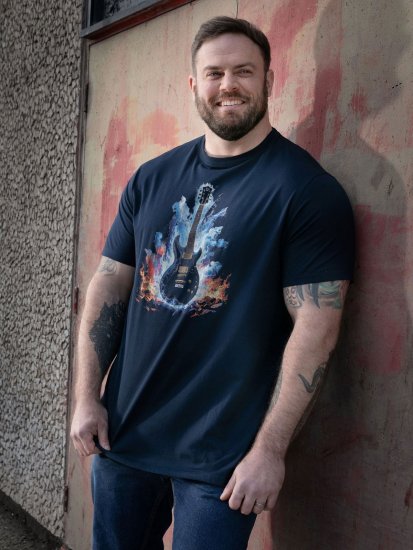 D555 Slater Bedrukt T-shirt Navyblauw - T-shirts - Grote Maten T-shirts Heren