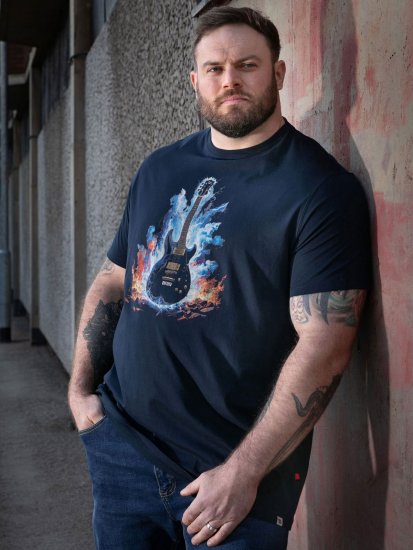 D555 Slater Bedrukt T-shirt Navyblauw - T-shirts - Grote Maten T-shirts Heren