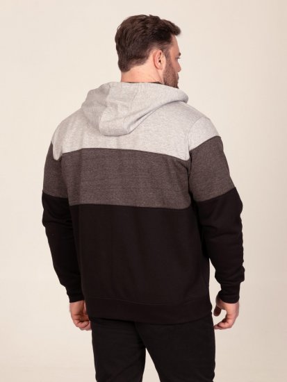D555 Fitzgerald Zip Through Hoody With Cut & Sew Panels Zwart - Sweaters & hoodies - Sweaters & Hoodies Grote Maten Heren