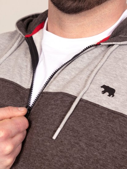D555 Fitzgerald Zip Through Hoody With Cut & Sew Panels Zwart - Sweaters & hoodies - Sweaters & Hoodies Grote Maten Heren
