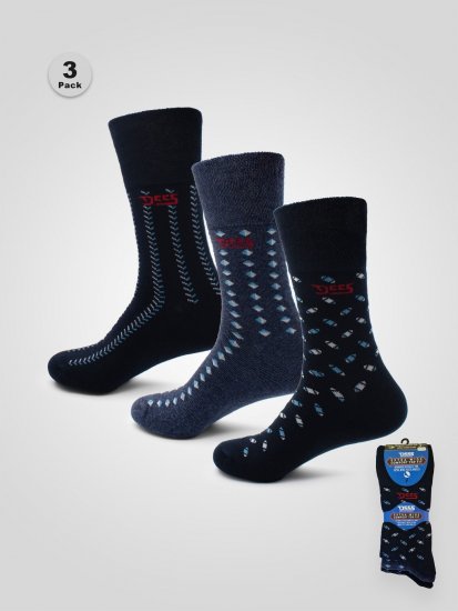 D555 Harold 3 Extra Wide Comfort Fit Socks 3-pack Navy/Denim - Ondergoed & zwem - Grote Maten Ondergoed Heren