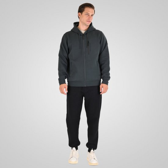 Double Outfitters MTOP-1160 Hoodie met rits Donkergroen - Sweaters & hoodies - Sweaters & Hoodies Grote Maten Heren