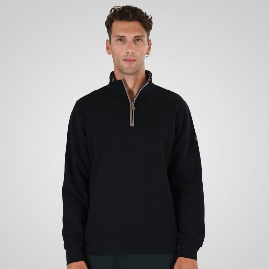 Double Outfitters MTOP-1163 Sweater met halve rits Zwart - Sweaters & hoodies - Sweaters & Hoodies Grote Maten Heren