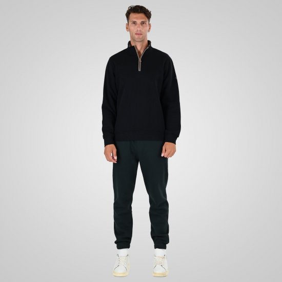 Double Outfitters MTOP-1163 Sweater met halve rits Zwart - Sweaters & hoodies - Sweaters & Hoodies Grote Maten Heren