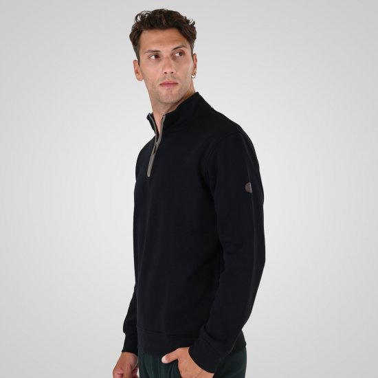 Double Outfitters MTOP-1163 Sweater met halve rits Zwart - Sweaters & hoodies - Sweaters & Hoodies Grote Maten Heren