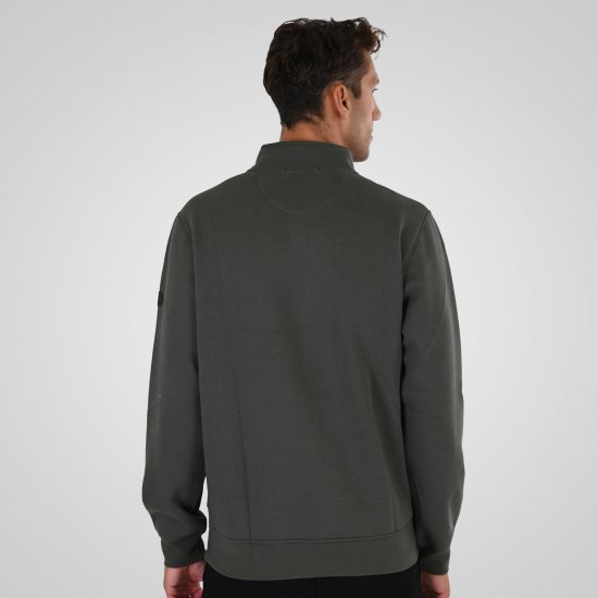 Double Outfitters MTOP-1163 Sweater met halve rits Kaki - Sweaters & hoodies - Sweaters & Hoodies Grote Maten Heren
