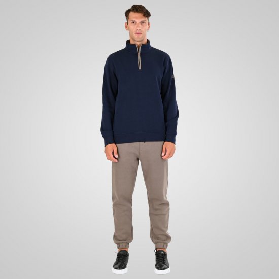 Double Outfitters MTOP-1163 Sweater met halve rits Navyblauw - Sweaters & hoodies - Sweaters & Hoodies Grote Maten Heren