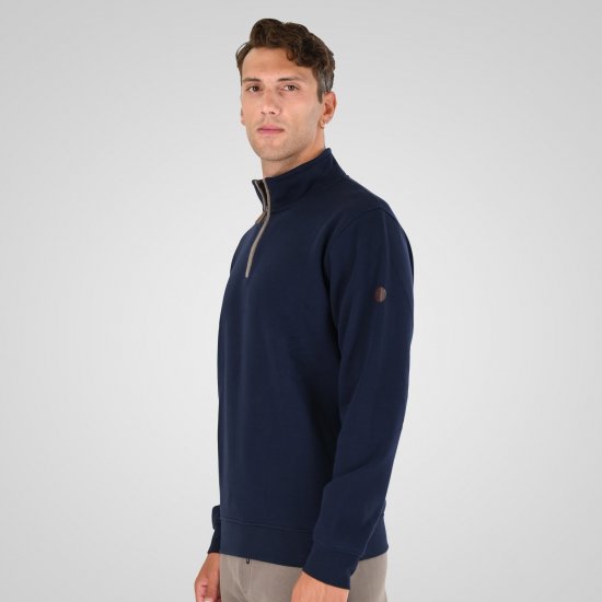 Double Outfitters MTOP-1163 Sweater met halve rits Navyblauw - Sweaters & hoodies - Sweaters & Hoodies Grote Maten Heren