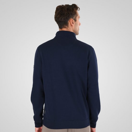 Double Outfitters MTOP-1163 Sweater met halve rits Navyblauw - Sweaters & hoodies - Sweaters & Hoodies Grote Maten Heren