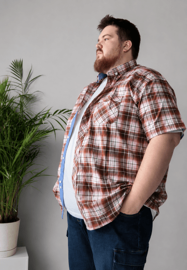Kam Jeans 6368 Checked Short Sleeve Shirt Red - Overhemden - Overhemden Grote Maten Heren