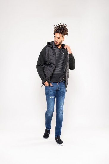 D555 Thorpe Hooded Quilted Jacket With Fleece Sleeves And Removable Fleece Hood - Jassen - Grote Maten Herenjassen