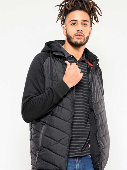 D555 Thorpe Hooded Quilted Jacket With Fleece Sleeves And Removable Fleece Hood - Jassen - Grote Maten Herenjassen