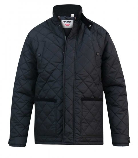 D555 Northcole Quilted Jacket Black - Jassen - Grote Maten Herenjassen