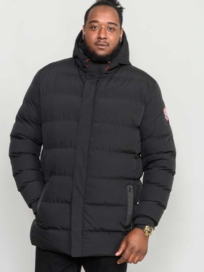 D555 Grove Quilted Parka Jacket Black - Jassen - Grote Maten Herenjassen
