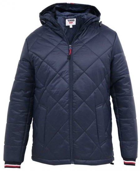 D555 Angus Diamond Quilted Puffer Jacket Navy - Jassen - Grote Maten Herenjassen