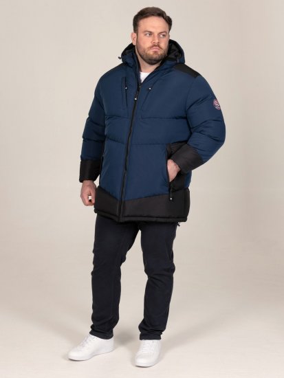 D555 Hank Ripstop Contrast Panelled Padded Hooded Jacket Navyblauw - Jassen - Grote Maten Herenjassen