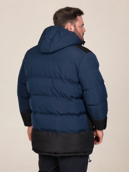 D555 Hank Ripstop Contrast Panelled Padded Hooded Jacket Navyblauw - Jassen - Grote Maten Herenjassen