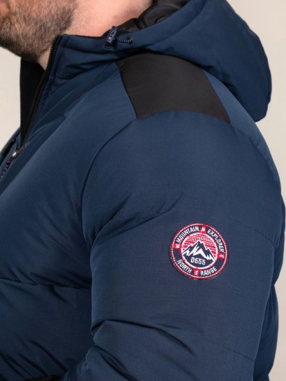 D555 Hank Ripstop Contrast Panelled Padded Hooded Jacket Navyblauw - Jassen - Grote Maten Herenjassen