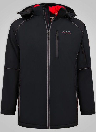 D555 Jamie Soft Shell Detachable Hood Padded Jacket Zwart - Jassen - Grote Maten Herenjassen