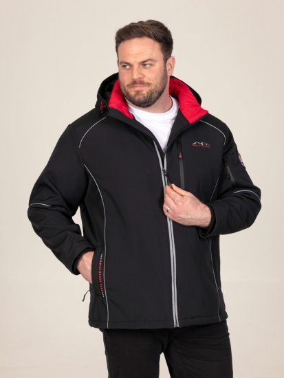 D555 Jamie Soft Shell Detachable Hood Padded Jacket Zwart - Jassen - Grote Maten Herenjassen